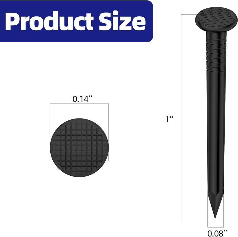 Etauwe 1 Inch Black Carbon Steel Flat Nails, 500 PCS - Image 2